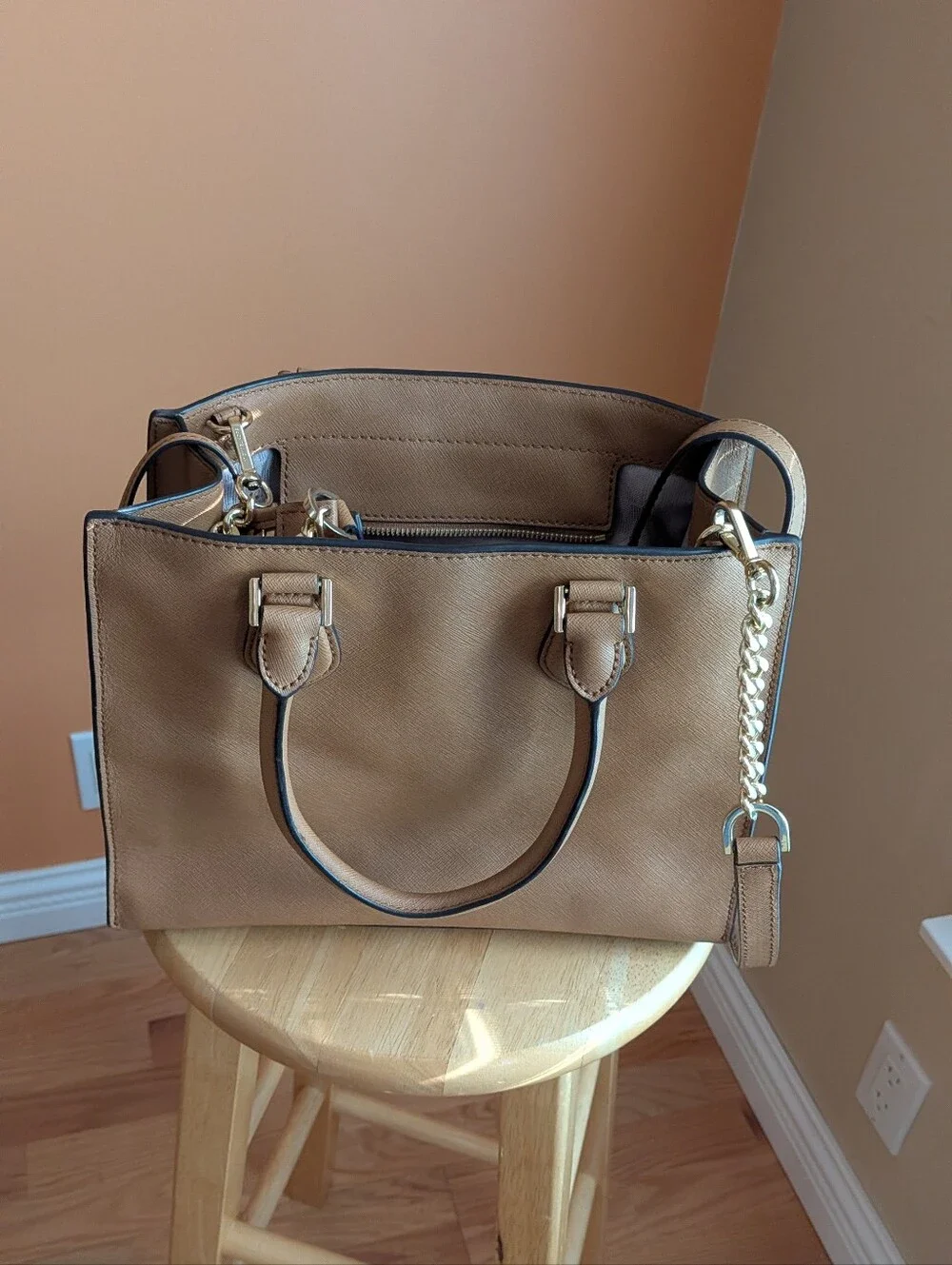 Michael Kors Tan Bridgette Synthetic Leather Top-Handle Satchel